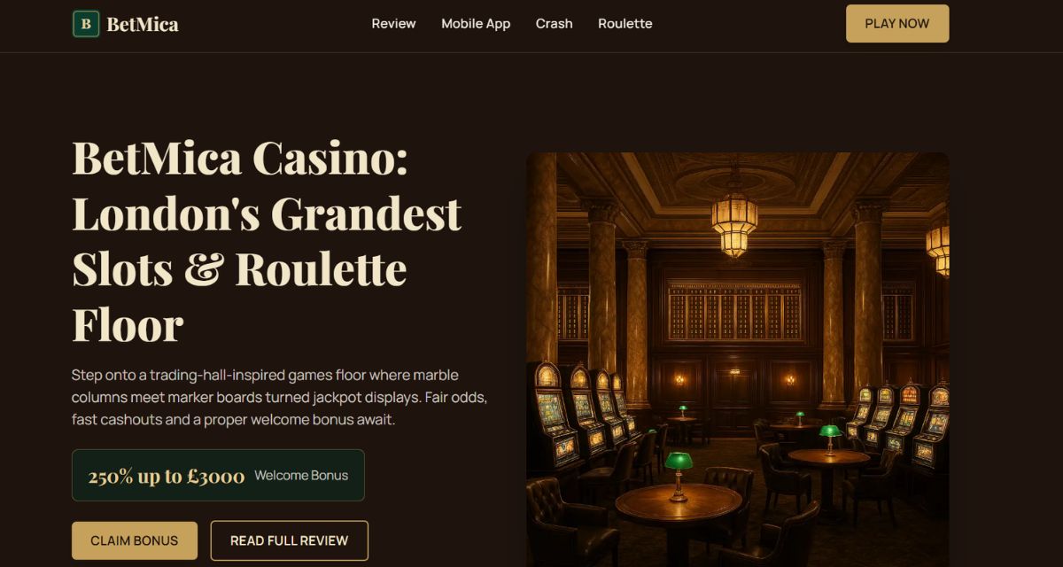 Screenshot of the Betmica Casino website